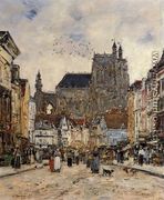 Abbeville, Street and the Church of Saint-Vulfran - Eugène Boudin