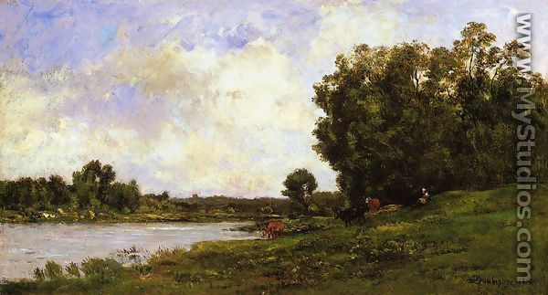 Cattle on the Bank of the River - Charles-Francois Daubigny