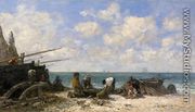 Etretat: Fishermen on the Beach - Eugène Boudin