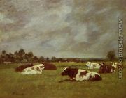 Cows in a Meadow, Morning Effect - Eugène Boudin