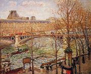 The Pont du Carrousel, Afternoon - Camille Pissarro