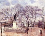 The Raised Terrace of the Pont-Neuf, Place Henri IV: Afternoon, Rain - Camille Pissarro