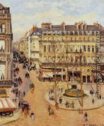 Rue Saint-Honore: Morning Sun Effect, Place du Theatre Francais - Camille Pissarro