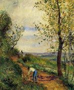 Landscape with a Man Digging - Camille Pissarro