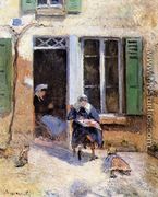 Woman and Child Doing Needlework - Camille Pissarro