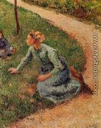 Peasant Trimming the Lawn - Camille Pissarro