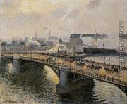 The Pont Boieldieu , Rouen: Sunset, Misty Weather - Camille Pissarro