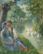 Lovers Seated at the Foot of a Willow Tree - Camille Pissarro