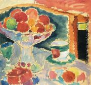 Still Life with Fruit Stand, Bohemian Glass and Empire Cup - Alexei Jawlensky