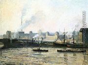 The Saint Sever Bridge at Rouen, Fog - Camille Pissarro