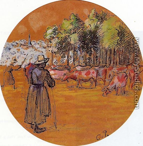 Cowherds, Bazincourt - Camille Pissarro