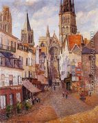 Sunlight, Afternoon, La Rue de l'Epicerie, Rouen - Camille Pissarro
