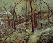 La sente des pouillsux, Pontoise, effet de niege - Camille Pissarro