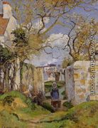 Peasant Pushing a Wheelbarrow, Maison Rondest, Pontoise - Camille Pissarro