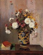 Bouquet of Flowers: Chrysanthemums in a China Vase - Theodore Robinson
