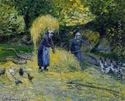 Peasants Carrying Straw, Montfoucault - Camille Pissarro