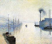 Ile Lacruix, Rouen: Effect of Fog - Camille Pissarro