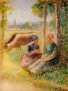 Two Cowherds by the River - Camille Pissarro