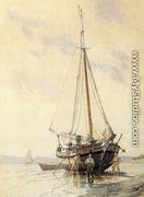 Sloop Aground on the Hudson - Frederick Swartwout Cozzens
