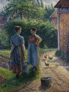 Peasants Chatting in the Farmyard, Eragny - Camille Pissarro