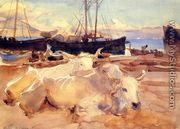 Oxen on the Beach at Baia - John Singer Sargent