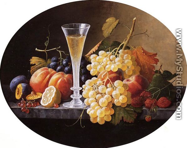 Still Life with Fruits and Wine Glass - Severin Roesen