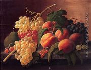 Still Life with Peaches, Grapes and a Pear - Severin Roesen