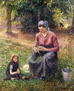Peasant Woman and Child, Eragny - Camille Pissarro