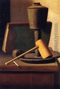 Still Life with Book, Lamp, Pipe and Match - John Frederick Peto