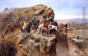 Indians on a Bluff Surveying General Miles' Troops - Charles Marion Russell