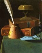 Still Life with Inkwell, Quill and Books - John Frederick Peto