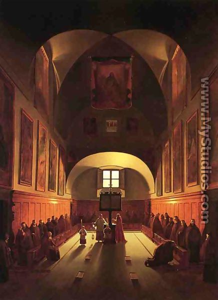 The Interior of the Capuchin Chapel In the Piazza Barberini (after Francois Marius Granet) - Thomas Sully