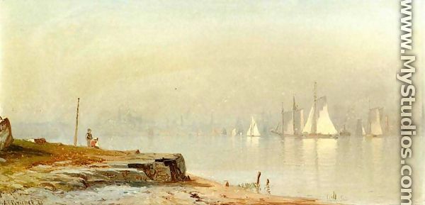 Harbor Scene and White Sails - Alfred Thompson Bricher