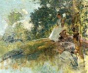Landscape with Seated Figure - Julian Alden Weir