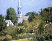 Hollyhocks Garden, Mystic, Connecticut - John Joseph Enneking