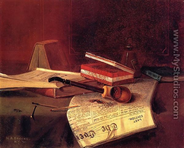 Still Life with Pipe, Tobacco and Matches - Nicholas Alden Brooks