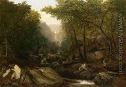 Waterfall in the Woods with Indians - John Frederick Kensett