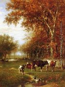Cows before a Watering Hole - James McDougal Hart