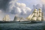 American Frigate off Gibralter Flying a Commodore's Pennant - James E. Buttersworth