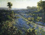 Field of Texas Bluebonnets and Prickly Pear Cacti - Julian Onderdonk