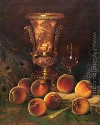 Still Life with Peaches and Marble Vase - William Brown