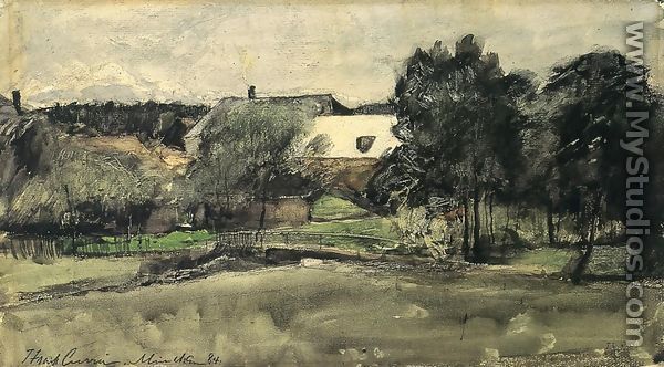 Landscape with Bridge and Houses - J. Frank Currier
