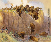 Driving Buffalo Over the Cliff - Charles Marion Russell
