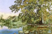 River Landscape with Boy Fishing - John Hill