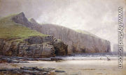 Fisherman on the Shore, Trebarwith Strand, Cornwall - William Trost Richards