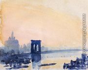 Brooklyn Bridge, Lighting Up - Joseph Pennell