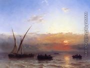 Fishing Boats at Sunset - Edward Moran