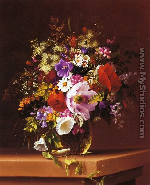 Wildflowers in a Glass Vase - Adelheid Dietrich