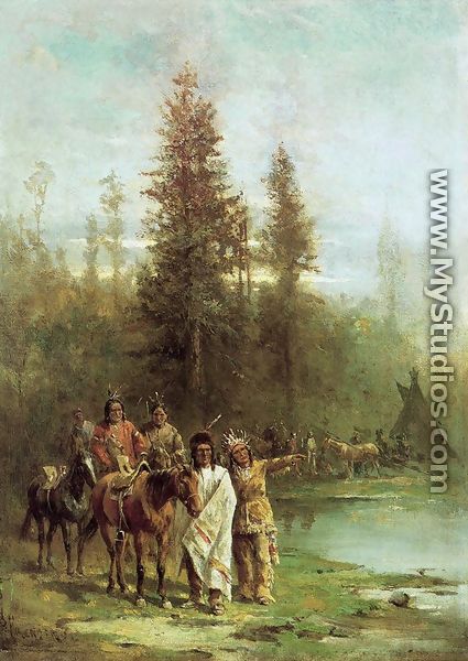 Indians by a River Bank - Paul Frenzeny