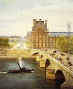 The Pont Royale and The Louvre, View of the Seine - Marie-Francois-Firmin Girard